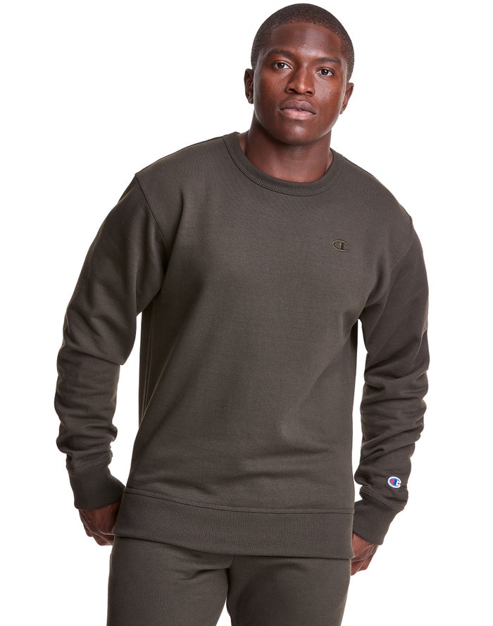 Sudadera Champion Hombre - Powerblend Fleece Crew C Logo ( Verde Oscuro Oliva ) 4168759-YX